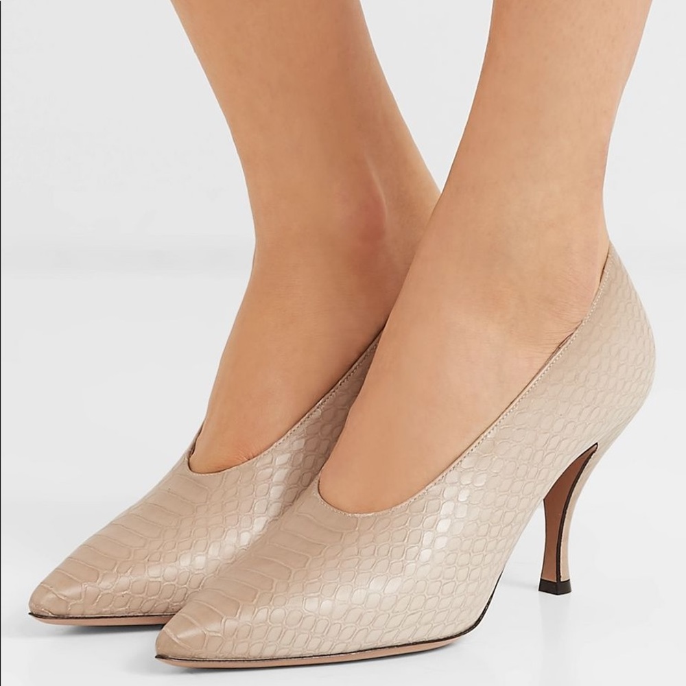 DRIES VAN NOTEN Snake-effect leather pumps